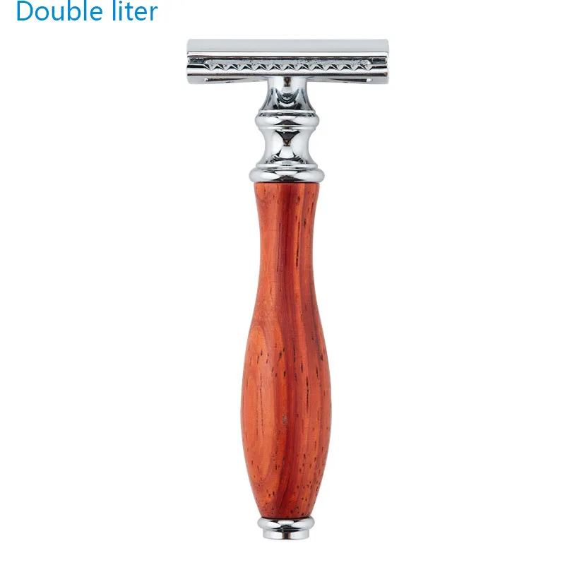 Double Liter Brass Rosewood Manual Shaver Old Style Shaver  Male Sucking Device Razor Blades