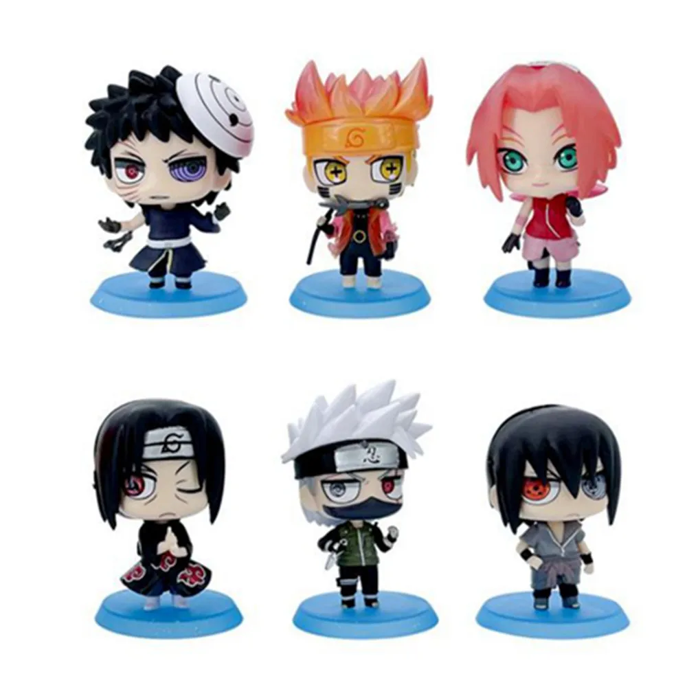 10 Pcs Cartoon Naruto Action Figures Cute Uchiha Obito Sakura Kakashi PVC Model Collection Kid Gift Toy