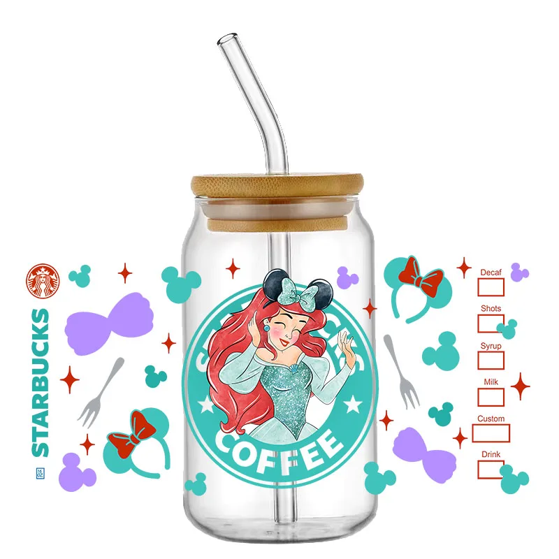 Disney Cartoon Frozen Princess Elsa Anna UV DTF Transfer Sticker Waterproof Transfers Decals For 16oz Glass Cup Wrap Stickers