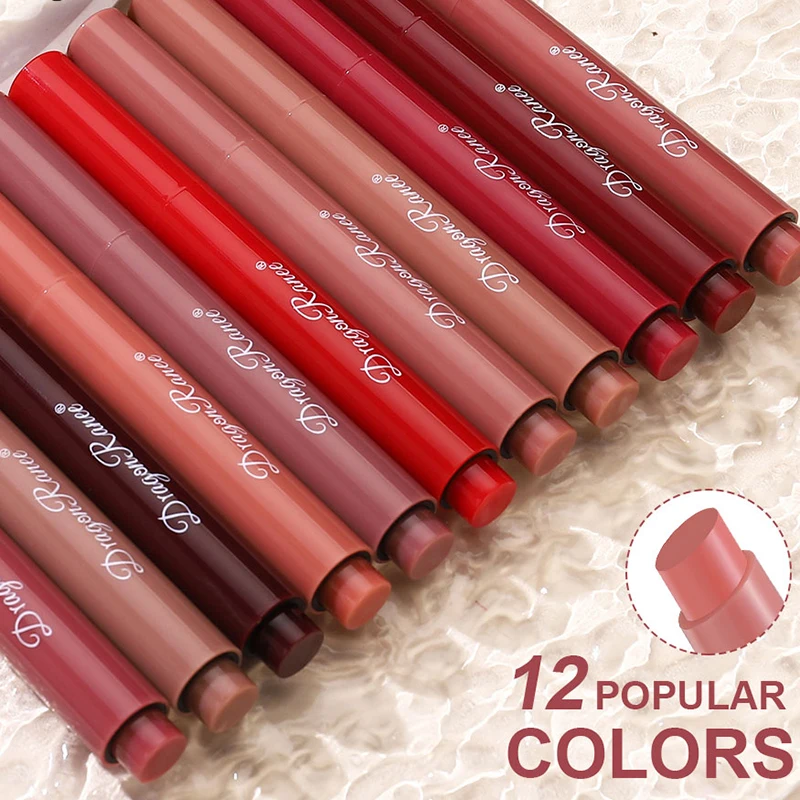12-color moisturizing lipstick pen press-type lip protection lipstick 2in1 hydrating, nourishing and long-lasting lipstick