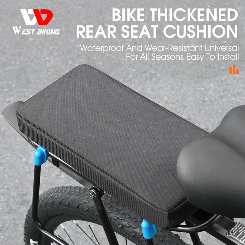 WEST BIKING Bicycle Rear Seat Cushion Durable Soft Thicken MTB Bike Seat Detachable Washable Shelf Rack Rear Children's Cushion