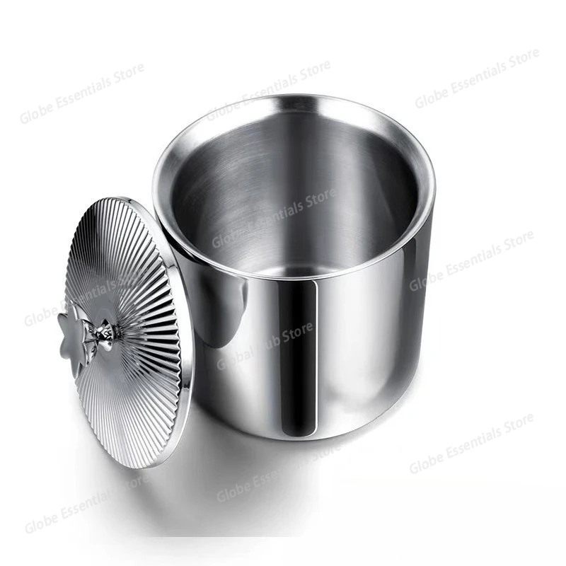 Light Luxury Double-layer Stainless Steel Ice Bucket Creative Container for Champagne and Red Wine Chilling Steel base color