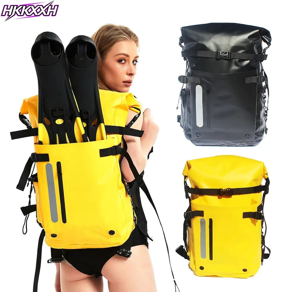1PCS Waterproof Backpack, Floating Dry Bag 30L, Cushioned Back, Hip Strap for Hiking Camping Kayaking Travel