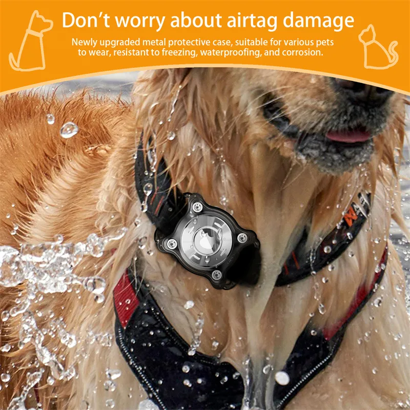 Eayburst AirTag-Halter für Hunde und Katzen, Airtag-Hülle mit Metallschnalle, Aluminiumblech, wasserdichte Abdeckung für Apple Air Tag-Halsband – Detail 9