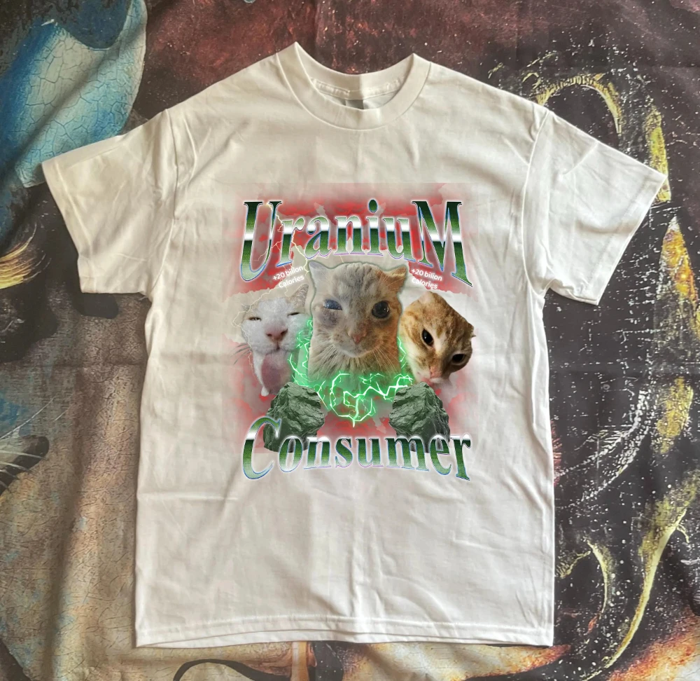T-shirt Meme 'Uranium Consumer Chaotic Cat' pour hommes, style 'Ugly Shirts' et 'Unhinged Clothes', T-shirt 'Inappropriate' pour l'été