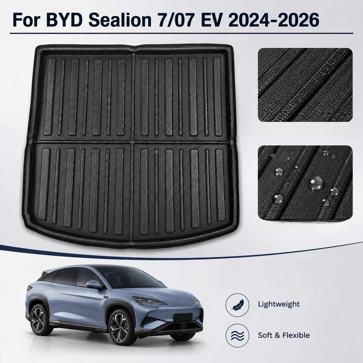 Für BYD Sealion 7/07 EV 2024-2026 Kofferraummatte, Gepäckraumauskleidung, Bodenmatte, spezielle Nachrüstteile für den Fahrzeuginnenraum, Zubehör