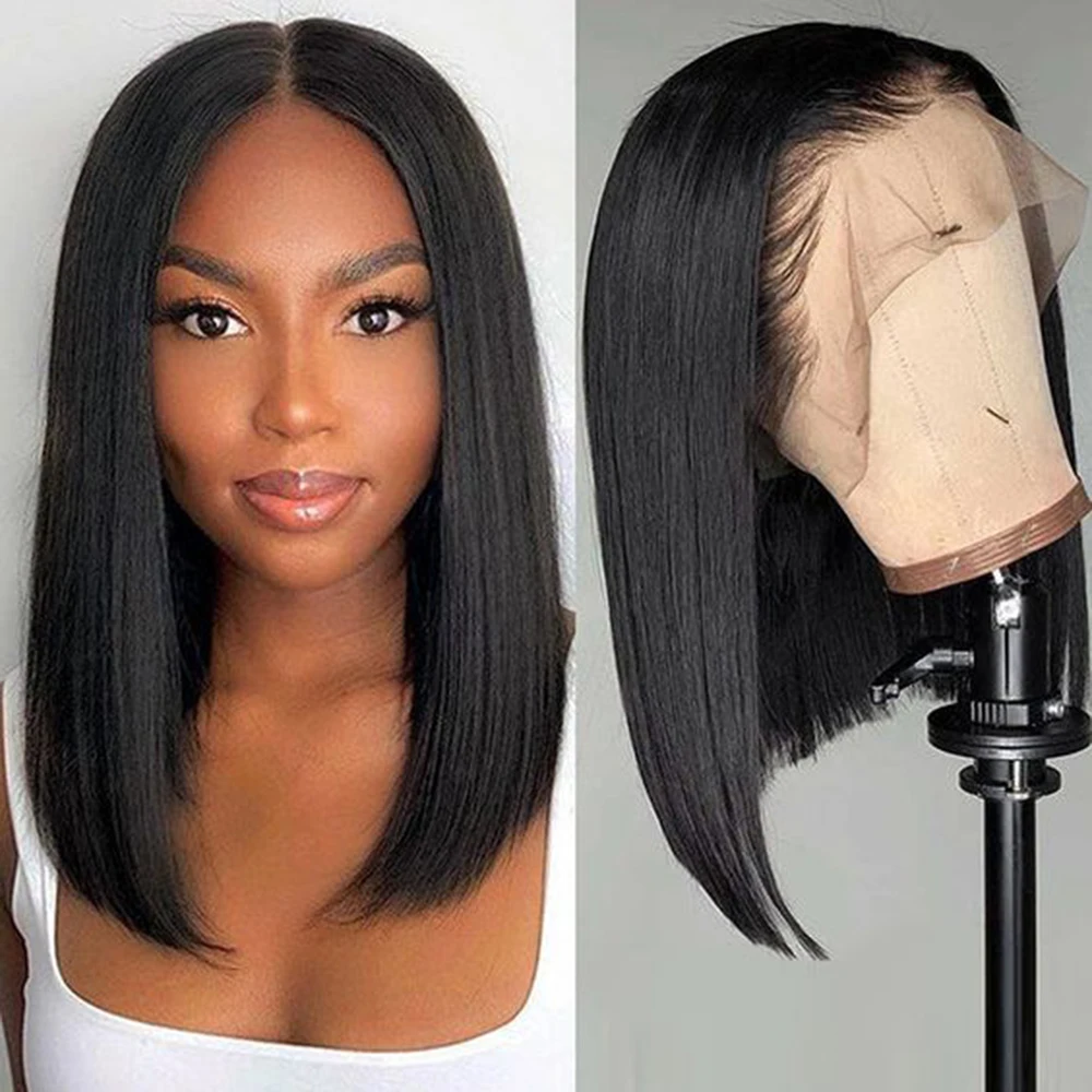 

13x4 Lace Front Bob Wig Short Straight Human Hair Wigs For Black Women Brazilian 4x4 Lace Closure Wig Pre Plucked Remy Hair