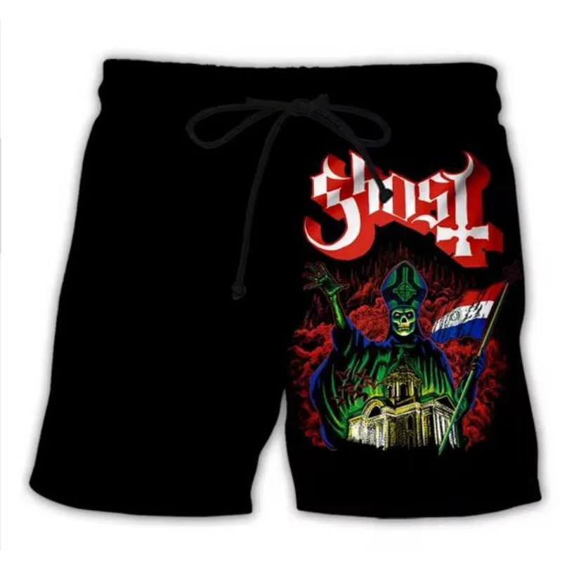 New Men/Women Ghost Band 3D Printed Casual Shorts Fashion Streetwear Men Loose Sporting Shorts DX031