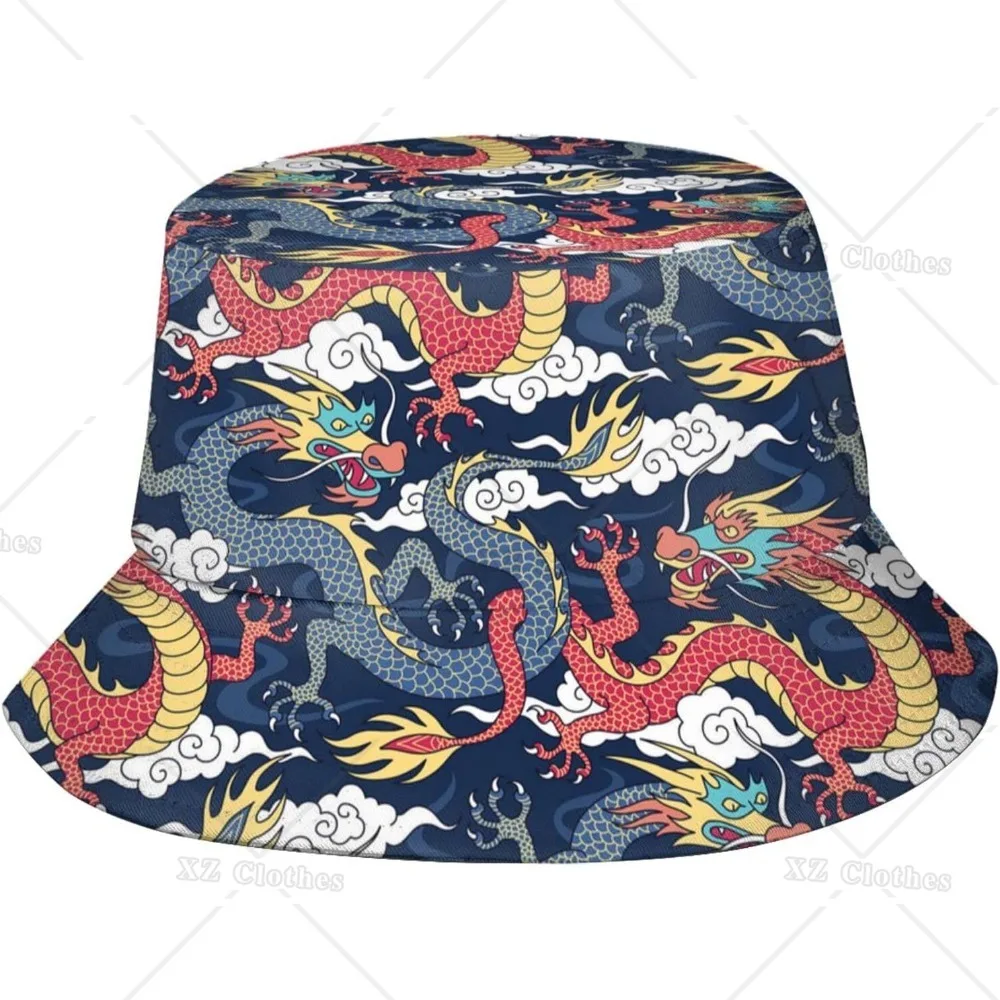 

Chinese Japanese Dragon Bucket Hat for Women Men Teens Beach Outdoor Fashion Packable Sun Cap Fishing Caps for Fisherman