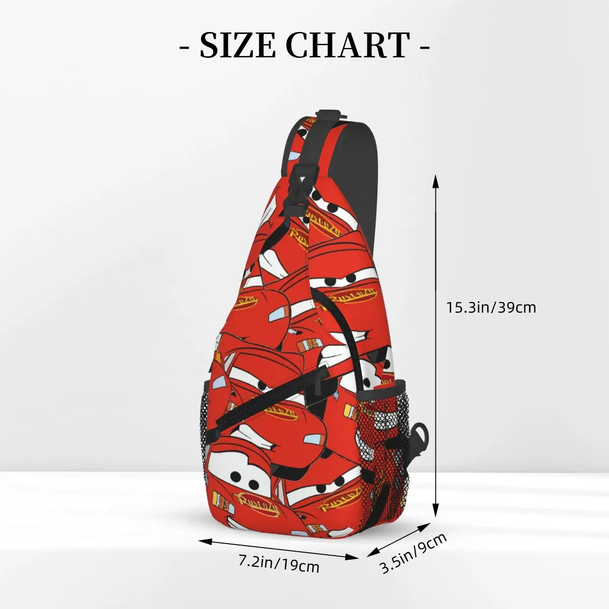 Custom Lightning McQueen Collage Cartoon Shoulder Crossbody Chest Backpack Shoulder Chest Bags Sling Bag Shoulder Backpack