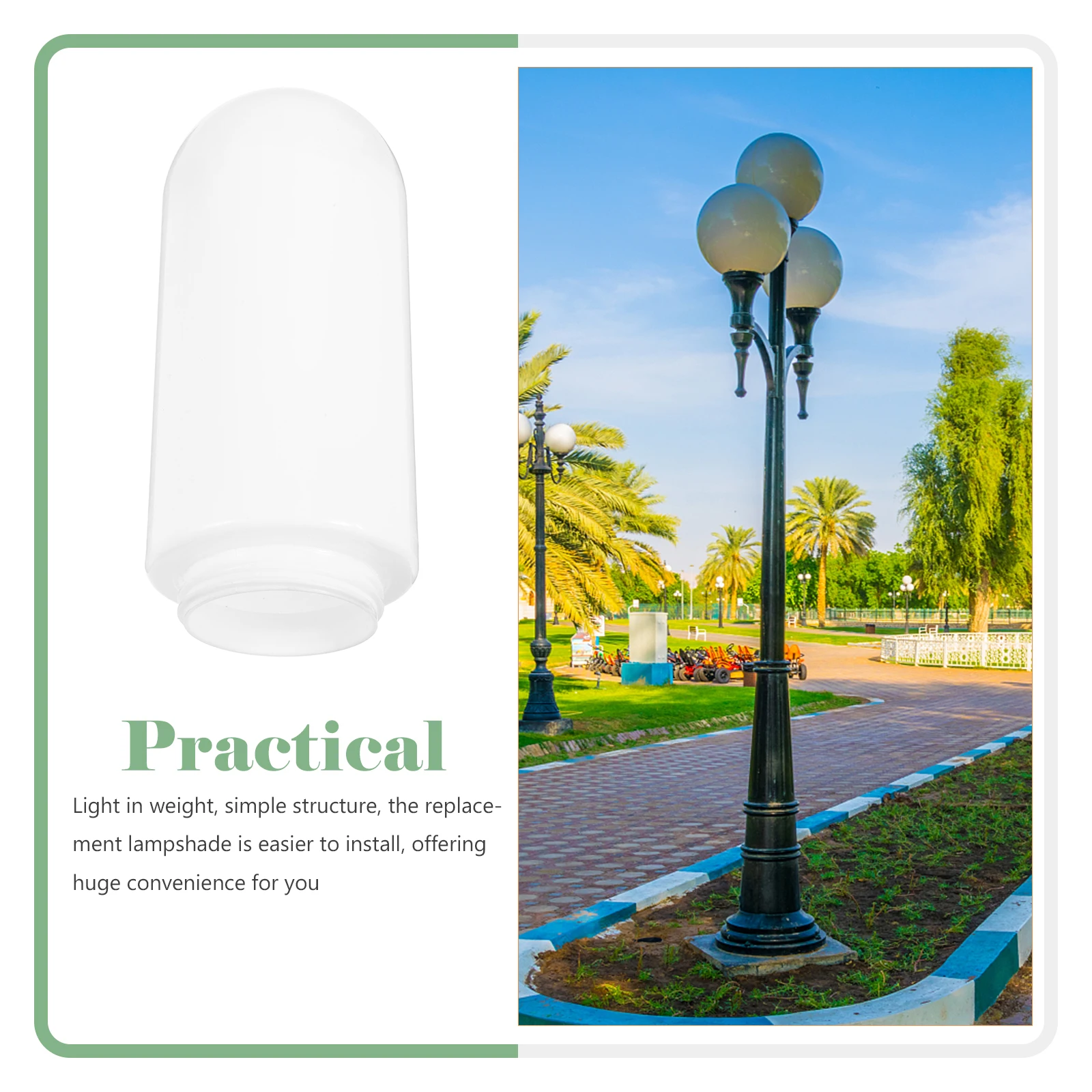 

Round Acrylic Garden Lamp Shade Cover Material Easy Installation Creative Design Outdoor Light Replacement Street Patio