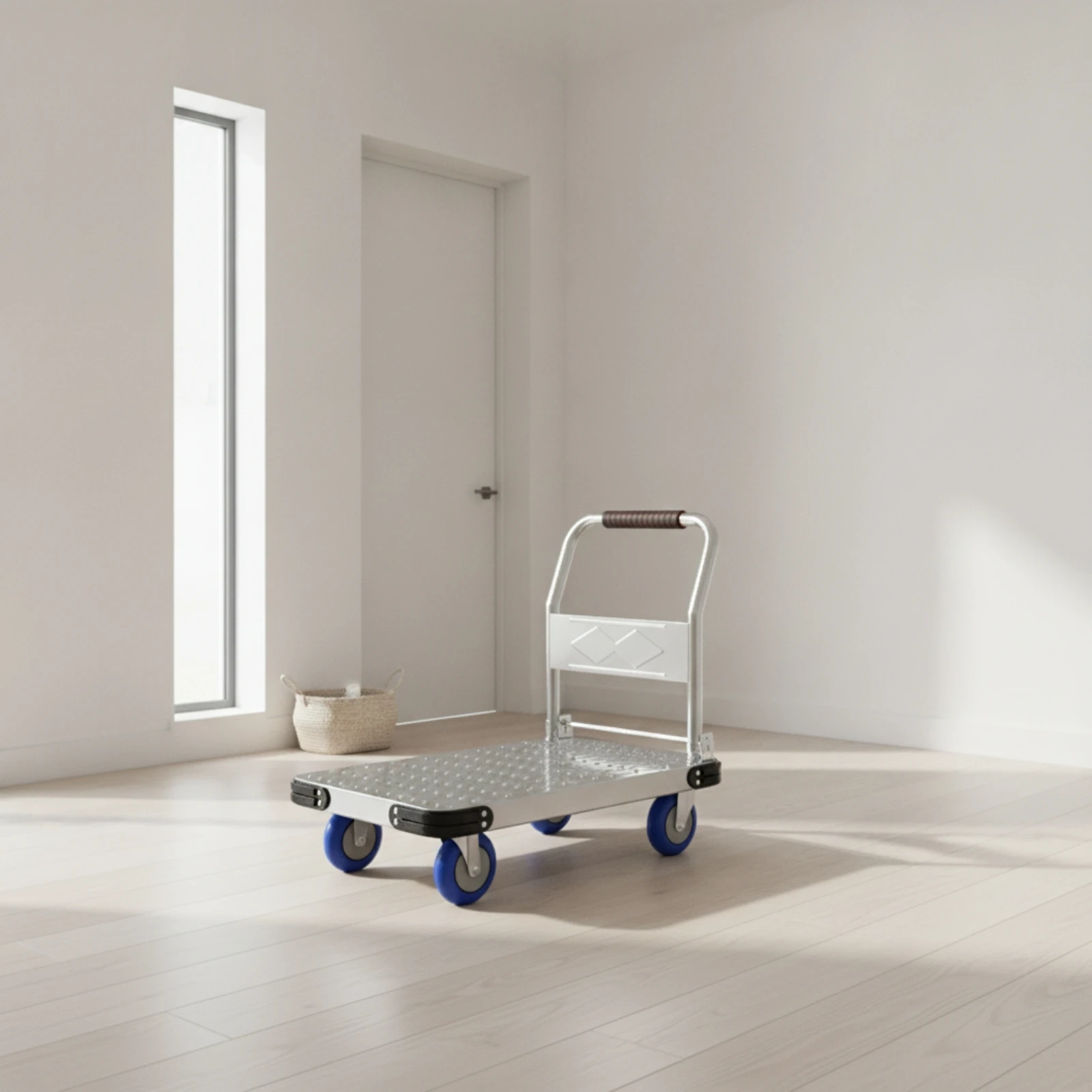 Flatbed Cart with Tie-down Rope Collapsible Foldable Hand Truck Platform Hand Truck Low-Height Dolly Non-Slip