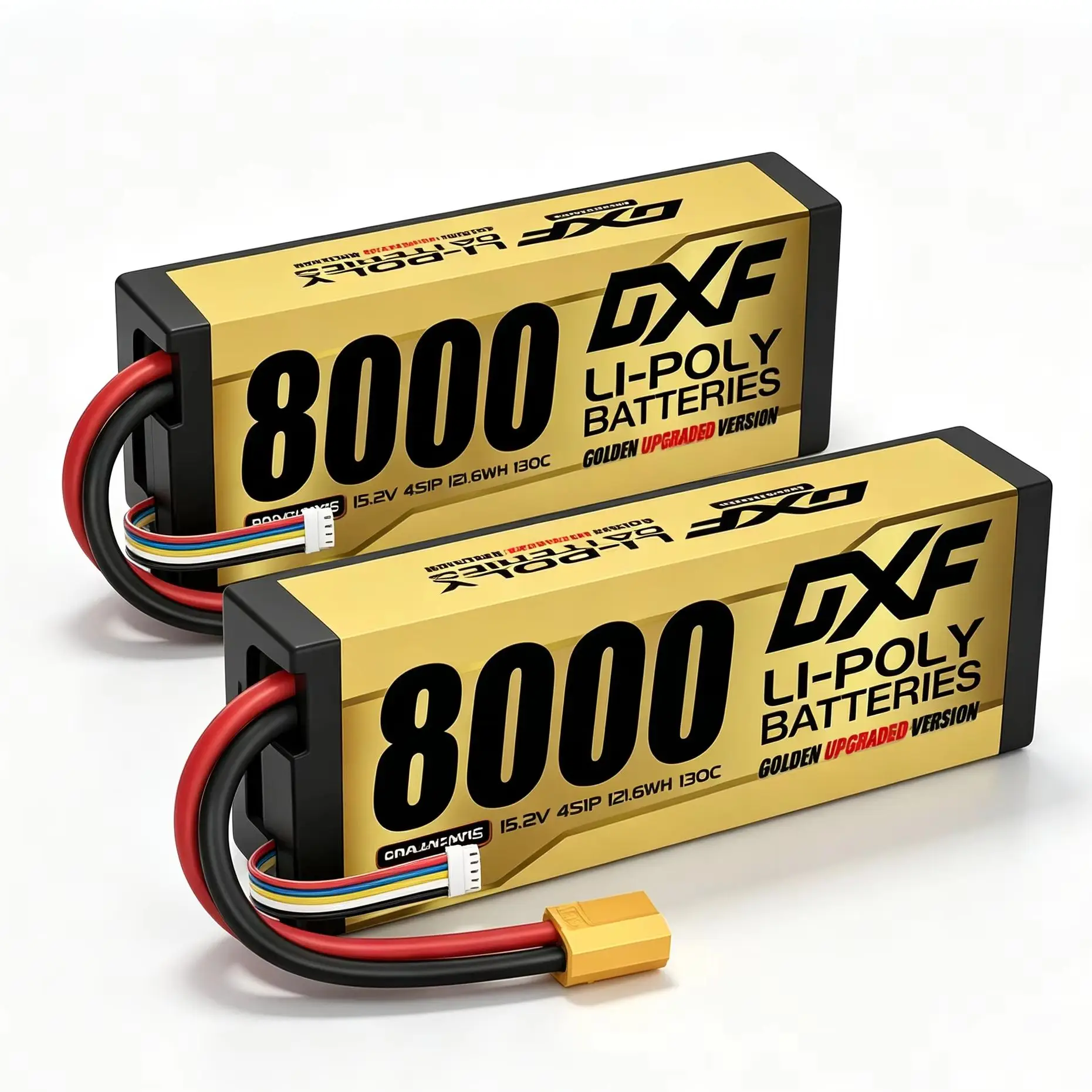 DXF 15,2V 4S Lipo-Akku 130C 8000mAh mit XT90 EC5-Stecker Hardcase für 1/8 Buggy Truggy Offroad-Auto LKW Flugzeug UAV RACING