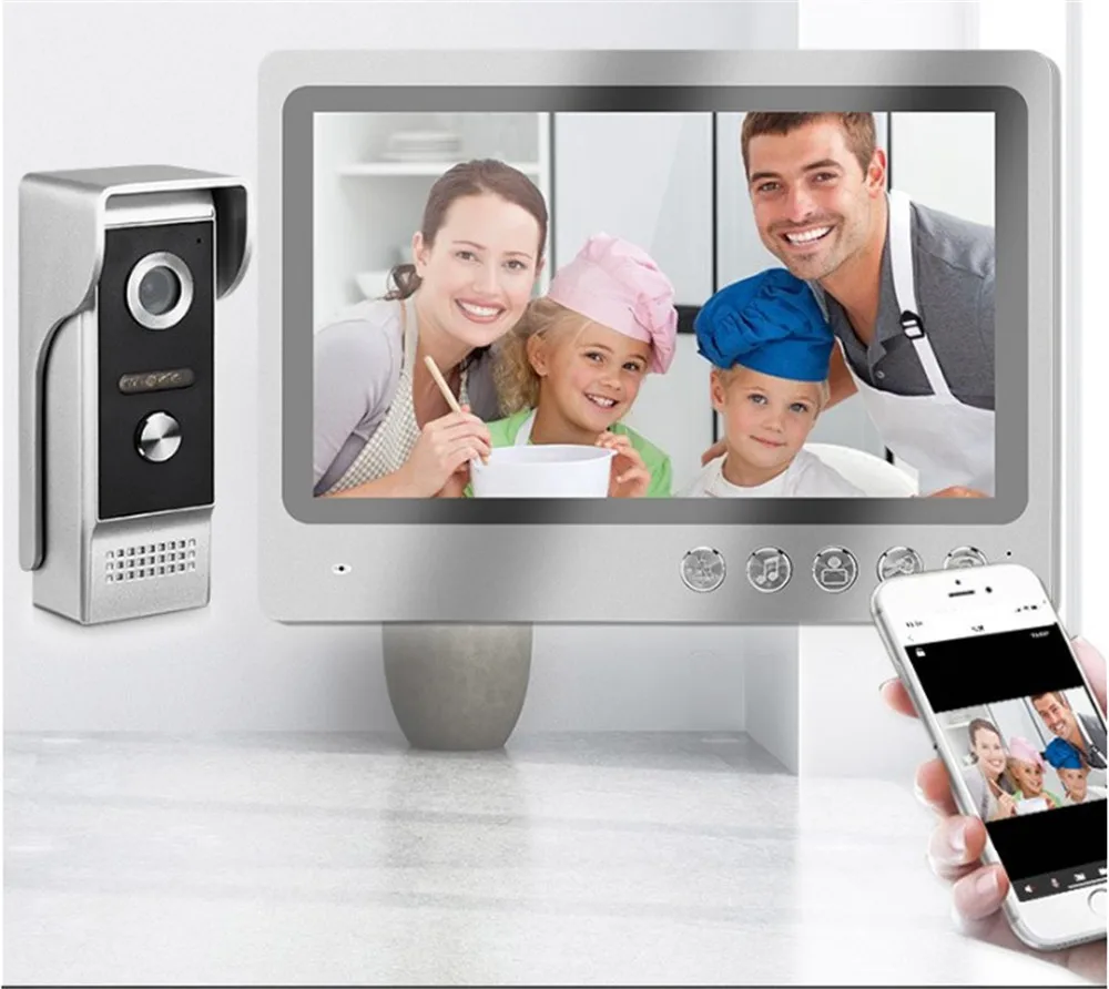 Tuya APP 9 Zoll HD Bildschirm Wired WIFI Türklingel Intercom Video Tür Telefon Visuelle Guckloch Viewer Tür Kamera Access Control