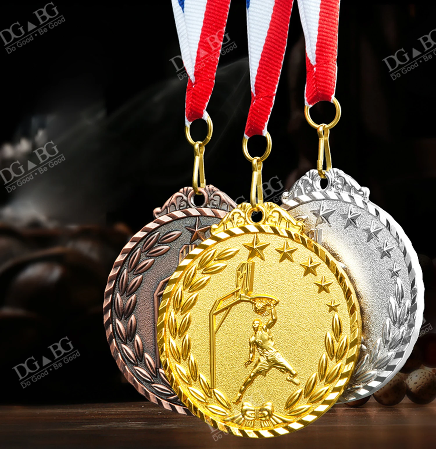 Custom Logo Engravable Basketball Medals with Ribbon – Outdoor Sports Event Prizes & Souvenirs for Teams