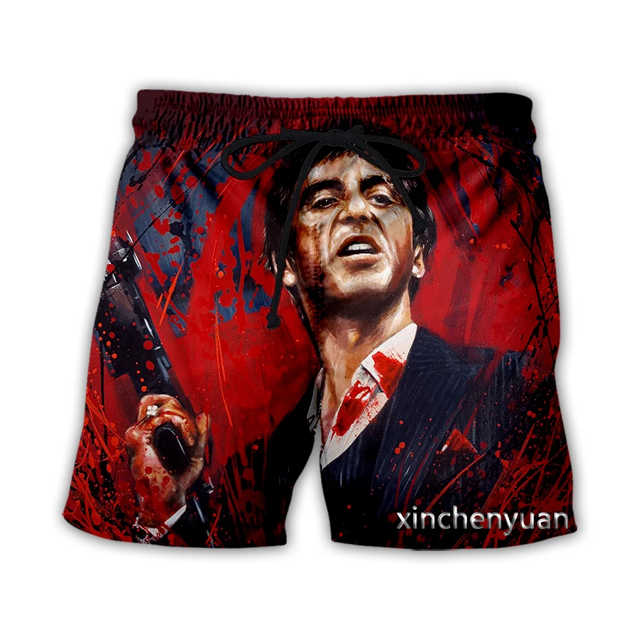 Scarface 3D impresso calções casuais para homens e mulheres, Streetwear solto, Streetwear esportivo, nova moda, L96