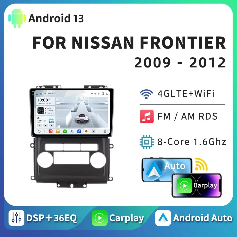 HTZM Car Multimedia Radio Carplay Android 13 Auto For Nissan Frontier 2009 2010 2011 2012 WiFi 4G GPS Player DSP Stereo