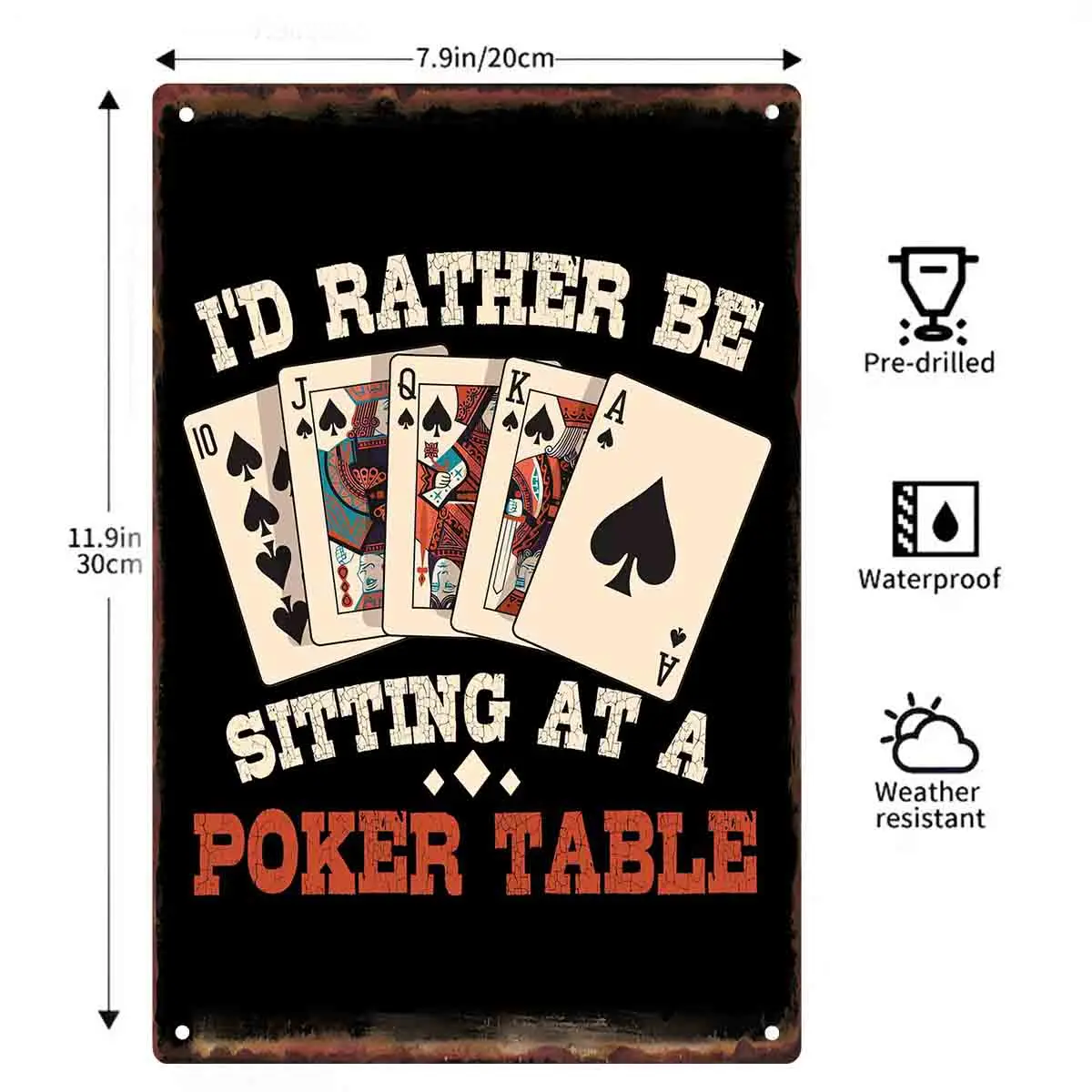 2D FLAT 1pc Id Rather Be Sitting At A Poker Table Metal Wall Sign Decoration for Home Cafe Garage Bedroom Porch And Garden