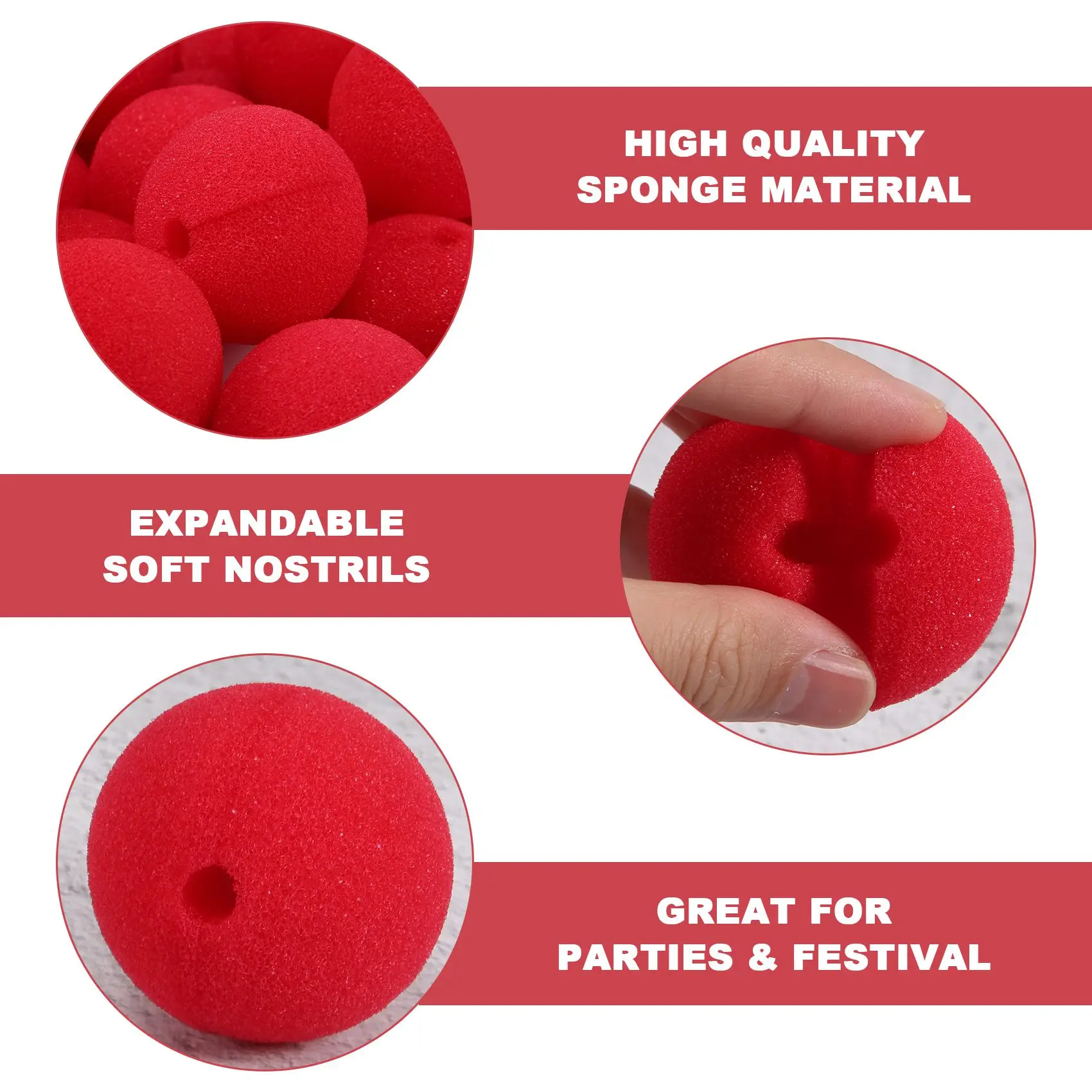 AS95-30PCS 2X2inch Носы для косплея Красный нос клоуна для вечеринки Хэллоуин костюм поставки Рождественские