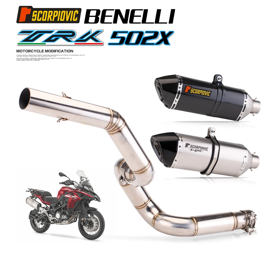 

Exhaust Motorcycle Carbon Fiber Muffler Leak Motorcycle Modified Center Pipe Slip On For TRK 502X 2016 - 2018
