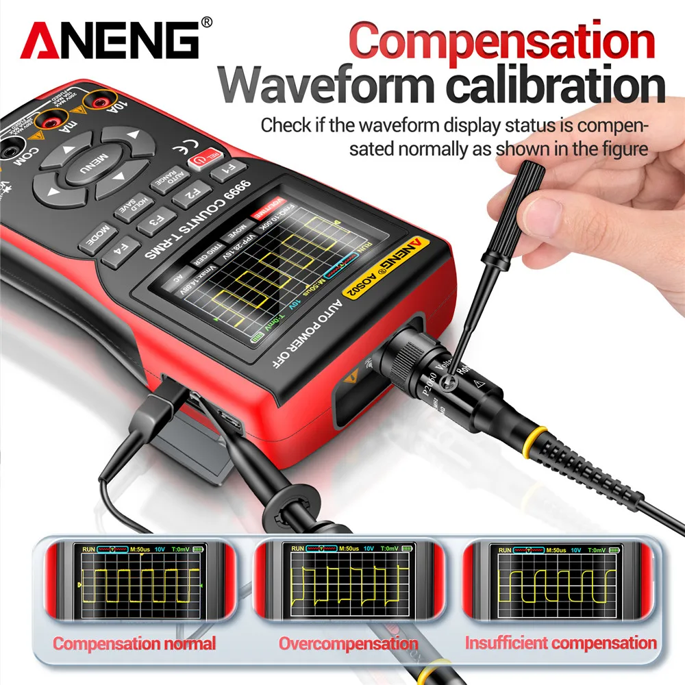 Professional Digital Oscilloscope ANENG AOS02 Multimeter True RMS 48MS/s Sampling Rate 10MHZ Analog Bandwidth Data Storage Tools