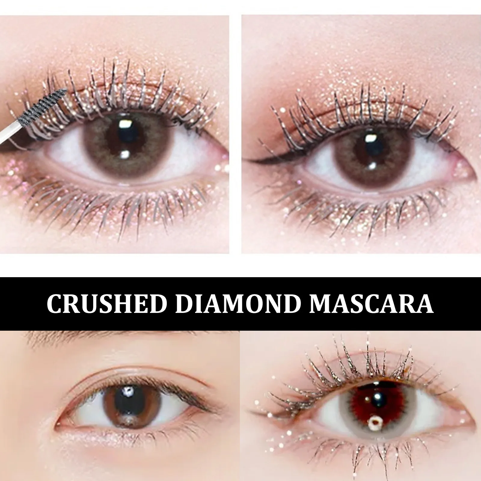 5pcs Diamond Glitter Mascara Quick Dry Long Lasting Waterproof Curling Thick Shiny Eyelash Sexy Mascara Stereotyping For Makeup