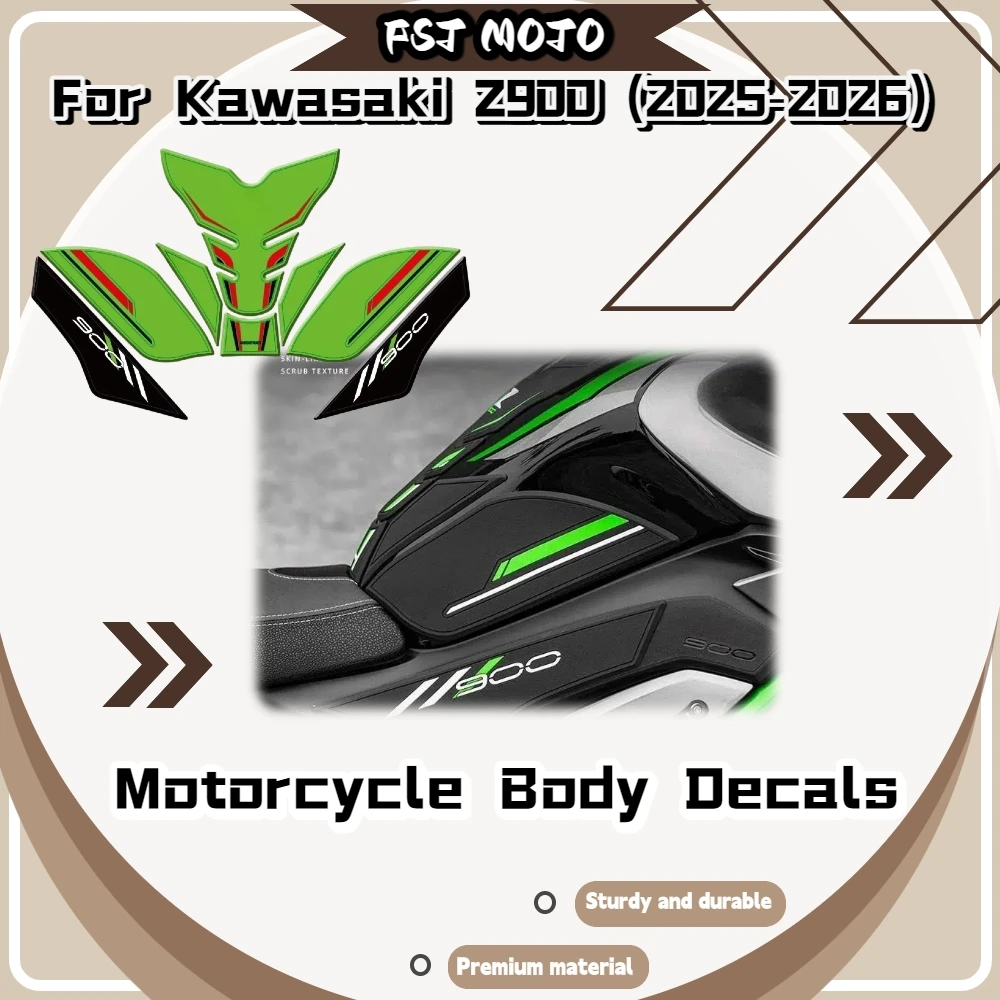 For Kawasaki Z900 2025‑2026 Reinforced Glue Rubber Tank Sticker Anti‑Abrasion Decorative Motorcycle Film Mod Accessories