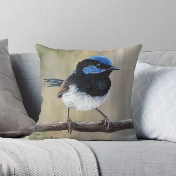 

Superb Fairy Wren Australian Bird Printing Throw Pillow Cover Decorative Car Square Fashion Home Pillows not include One Side