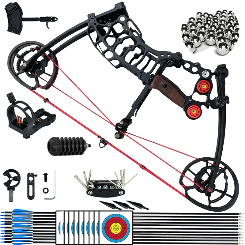 Compound Bow Adjustable 30-70lbs Weight Shooting Steel Ball Draw Archery Sets  Left Right Hand Hunting Bows Adults Beginners Kit