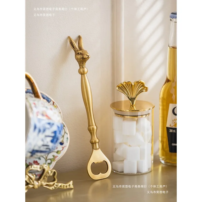 

Brass bottle opener creative personality retro hut harvest home bottle opener rabbit European beer opener light luxury