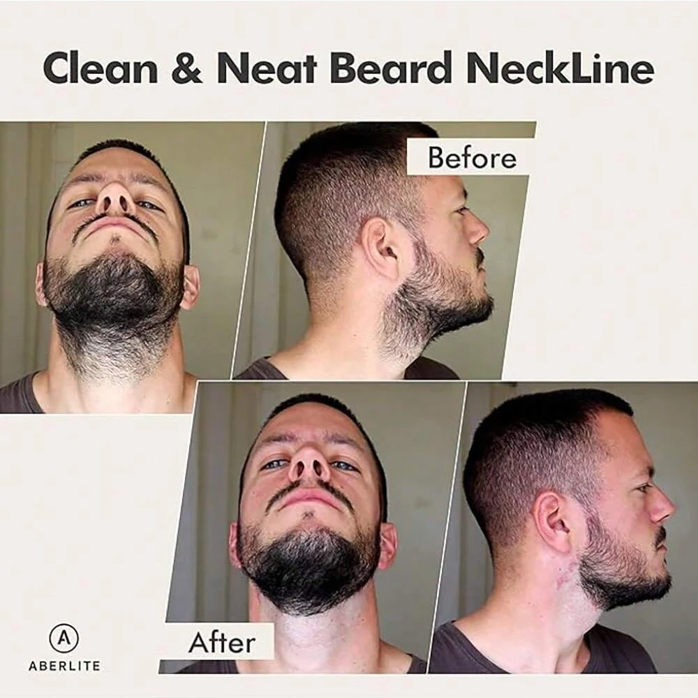 Neckline Shaving Template Beard Shaper Neckline Guide & Trimmer Kit with Stencil for Men\'s Goatee and Mustache Grooming