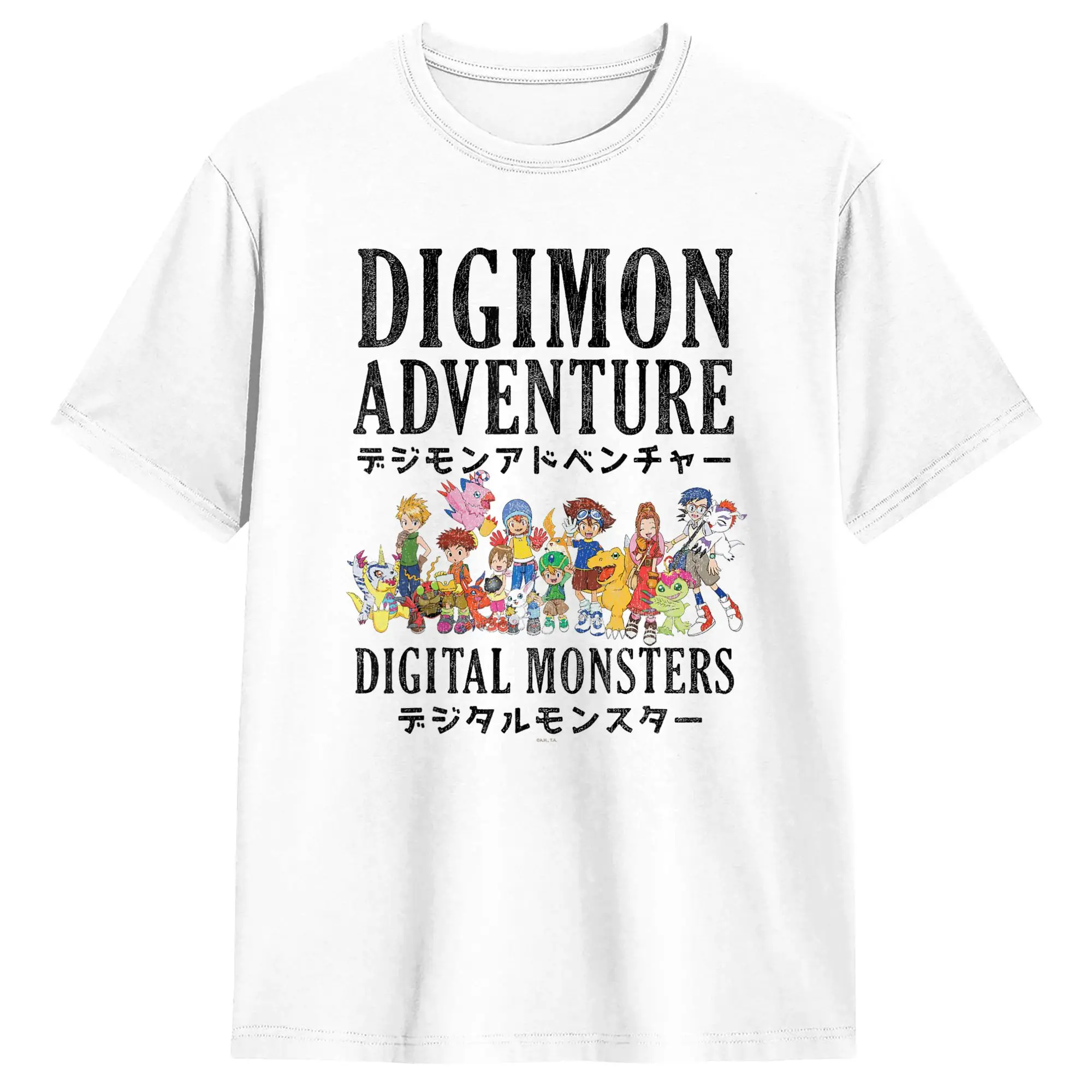 Men Digimon Adventure Vintage Kanji Characters Digital Monsters T Shirt  100% Cotton Clothing Vintage Short Sleeve O Neck Tees