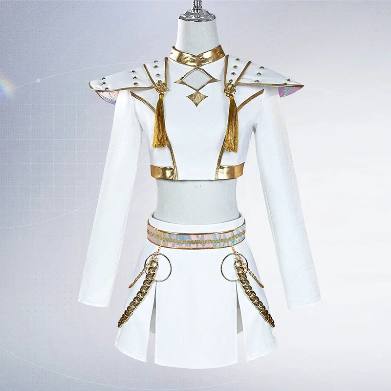 KPop Rumi Mira Zoey Costume de chant blanc pour femmes et filles, tenue de jeu de rôle de fête d'halloween, Costume de Cosplay, perruque pour enfants et adultes