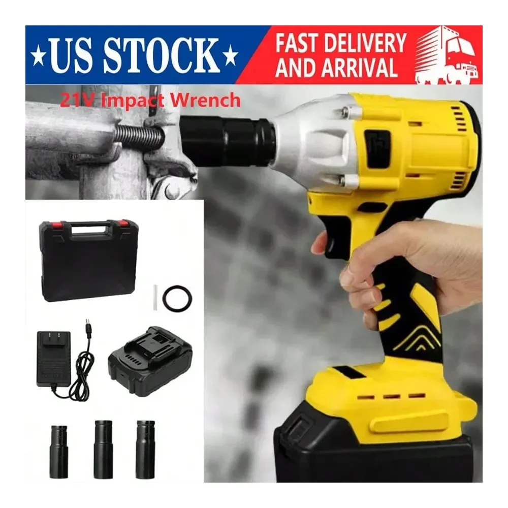 

2 21V 500N.M For Makita Cordless Electric Impact Wrench Gun With 1 BatteryCharger For Various Work Environments