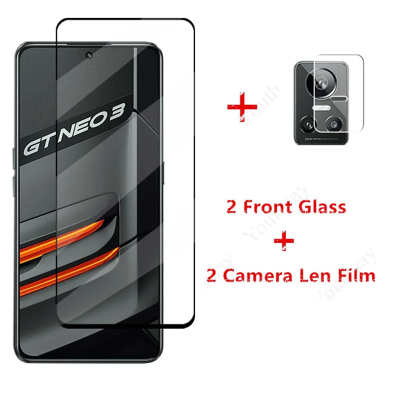 

2Pcs Glass For Realme GT Neo3 Screen Protector For Realme GT Neo3 Neo 2 Tempered Glass Phone Lens Film For Realme GT Neo3