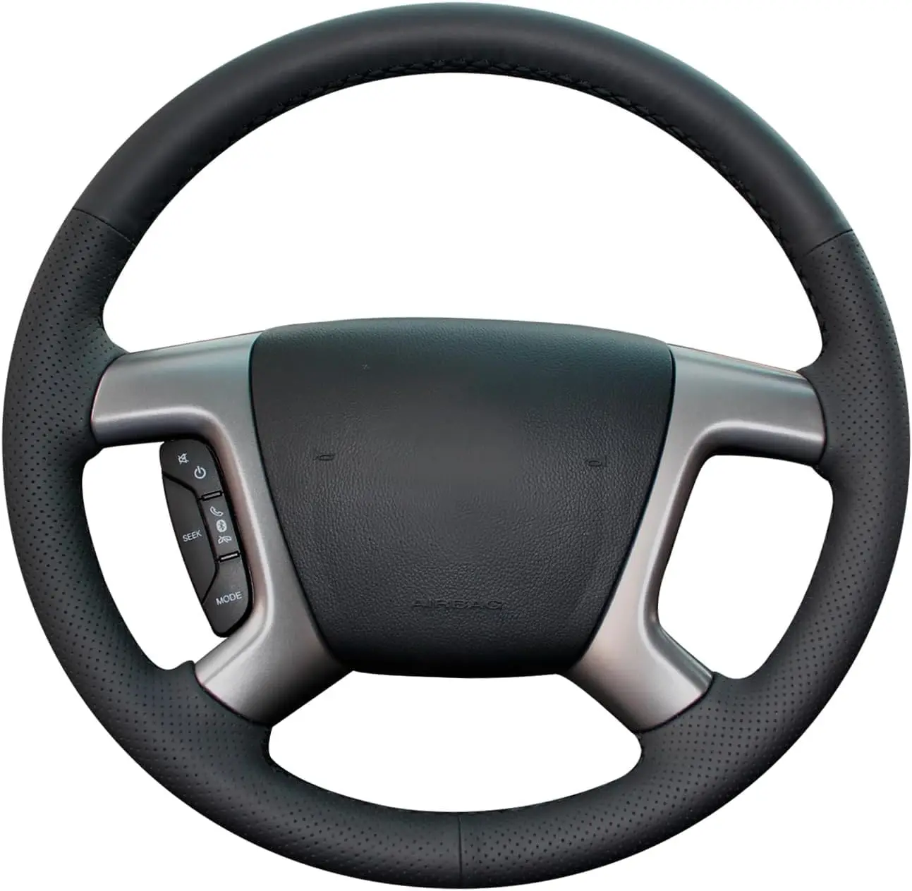 

Black Perforated Leather Steering Wheel Cover Compatible With Chevrolet Silverado, Tahoe, Suburban, Avalanche, Traverse,