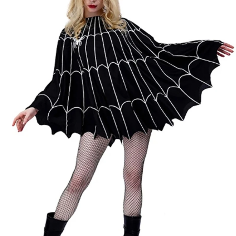 Dark Wrap Shawl for Women Party Dancing Cosplay Shawl Spiders Stocking K3KF