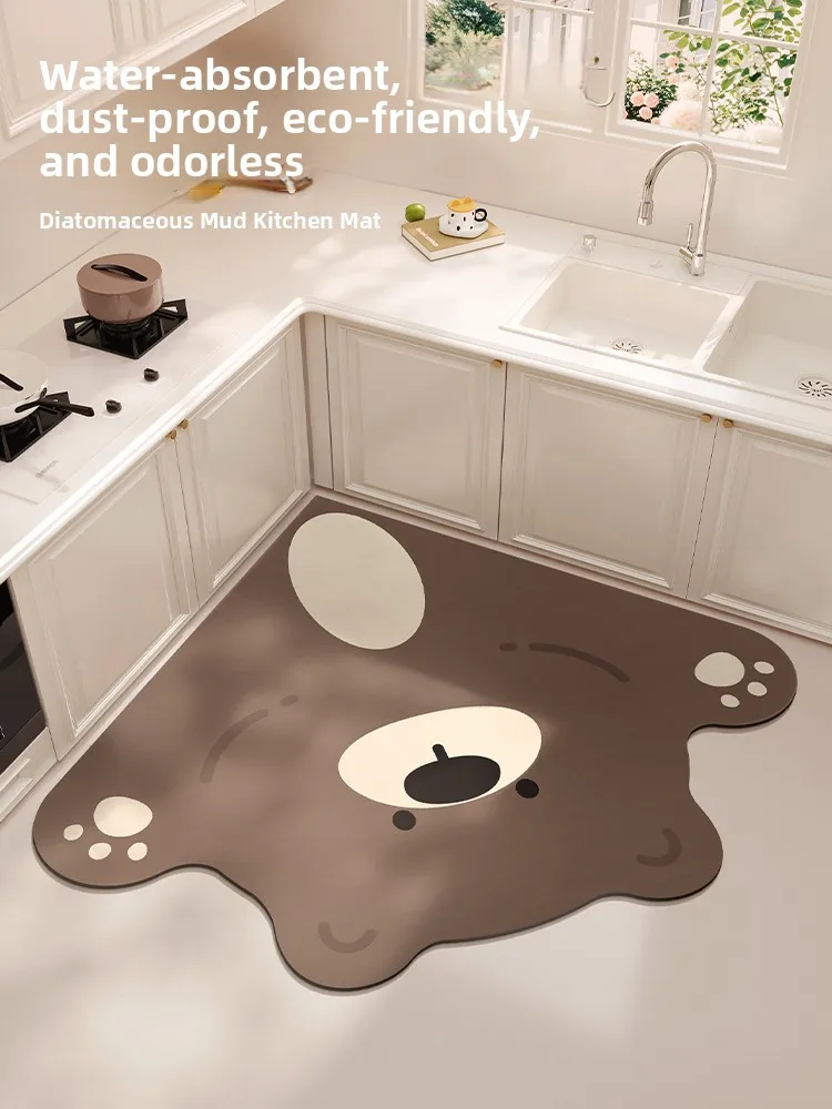 

Qui Dry Kitchen Mat Cartoon Silicone Durable Non Slip Water Proof Oil Resistant Aae Soil Absorbent Floor Rug Easy Clean