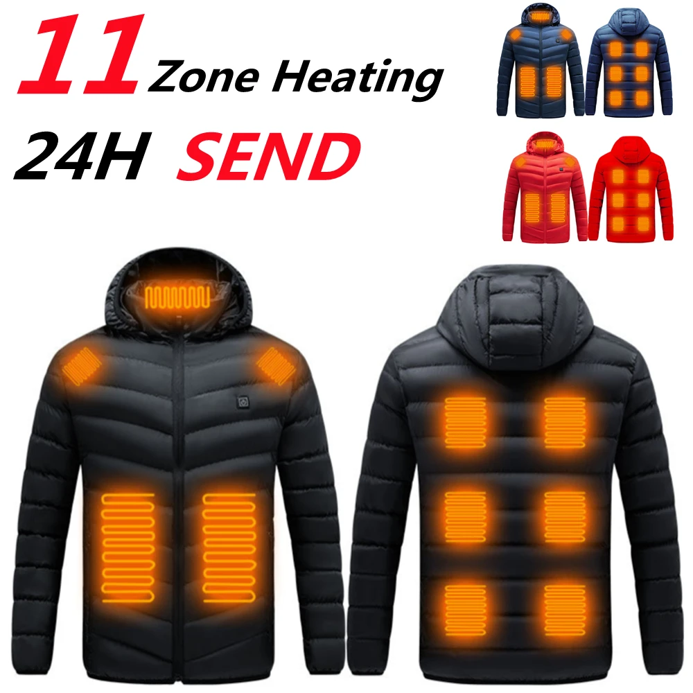 2022 New Men 19 Areas Heated Jacket USB Winter Outdoor Electric Heating Jackets Warm Sports Thermal Coat Heatable Cotton Jacket