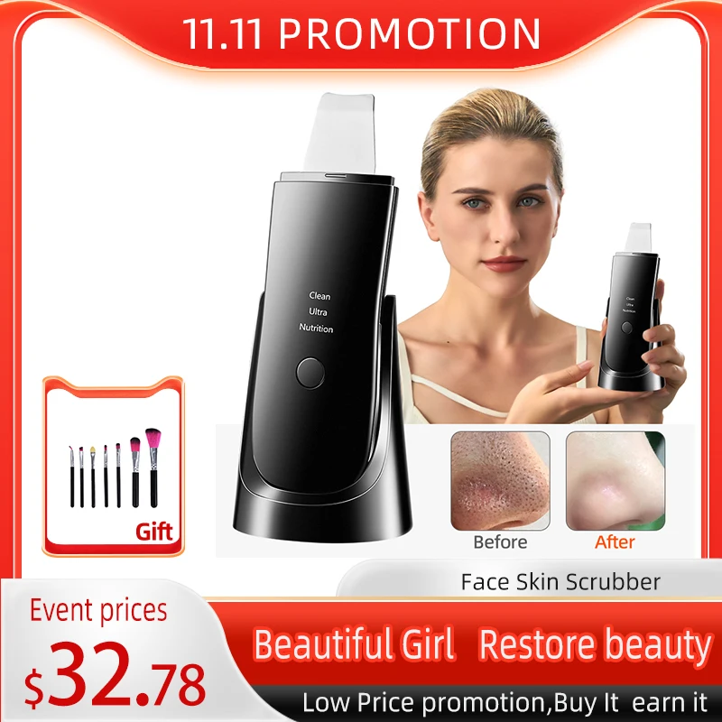 Ultraschall Peeling Remover Mitesser Gesichts Haut Wäscher Gesichts Schaufel Tiefen Reinigung Face Lifting Entfernung Poren Akne EMS Lift UNS