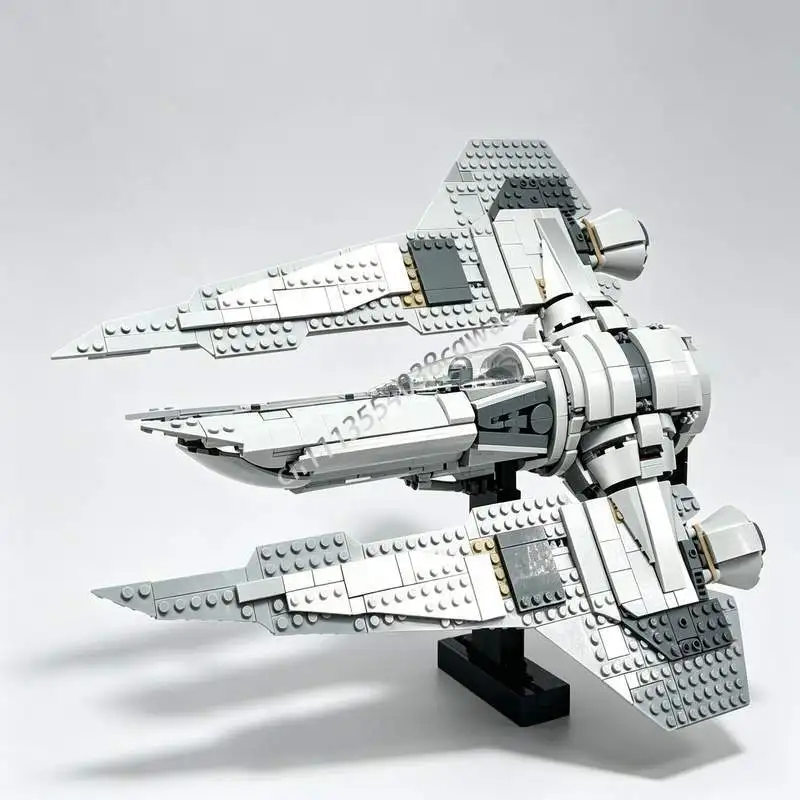 1380PCS Gauntlet Starfighter MOC Space Ship Model Custom Puzzle DIY Assembly Creative Building Blocks Sci Fi Toy Collection Gift