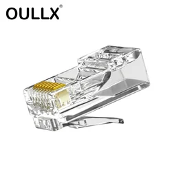 OULLX 20/50/100PCS 50U Cat6 Cat6e RJ45 1000Mbps Ethernet Cables Module Plug Network Connector RJ45 Crystal Heads Gold Plated