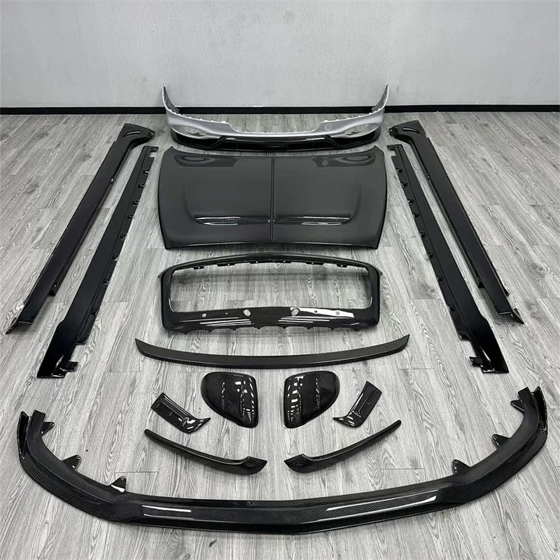 2022 MSY Style Front Bumper Grille Frame Side Skirt Rear Bumper Engine Hood Body Kit  Flying Wing Body Kit