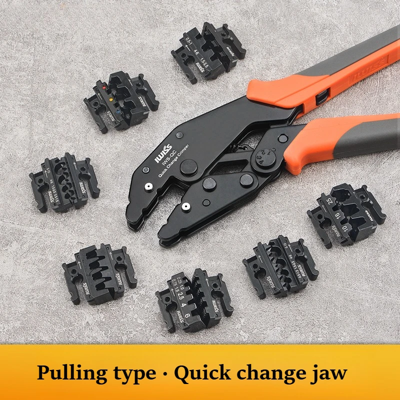 Labor-saving 9 Inch Crimping Plier Cold Press Terminal Crimper for Insert Spring Copper Lug Electric Wiring Tool with Dies
