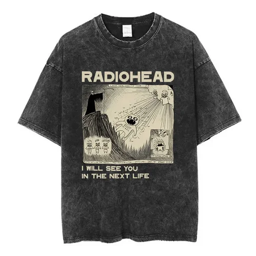 Nueva llegada, Ropa para Hombre, camiseta para Hombre, camisetas gráficas, camiseta para Hombre, Ropa para Hombre, Camiseta lavada de banda de Rock Radiohead