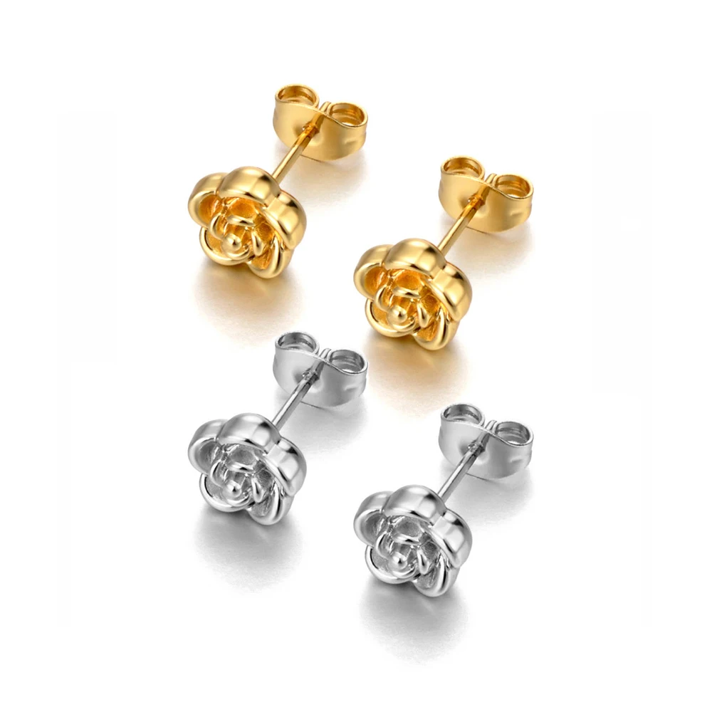 Lokaer Trendy Rose Blume Stud Ohrringe für Frauen Mädchen Edelstahl Metall Charme Hochzeit Schmuck Drop Shipping E25059