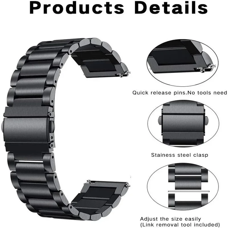 Pulseira de metal para garmin venu 3 3s, pulseira para garmin vivoactive 3 4s band venu 2s 3s sq forerunner 645, pulseira 18mm 20mm 22mm