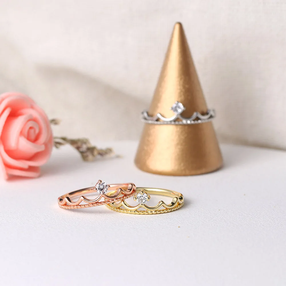 ZHOUYANG Rings For Women light Luxury Style Princess Crown Zircon Rose Gold Color Daily Party Finger Ring Fashion Jewelry R020