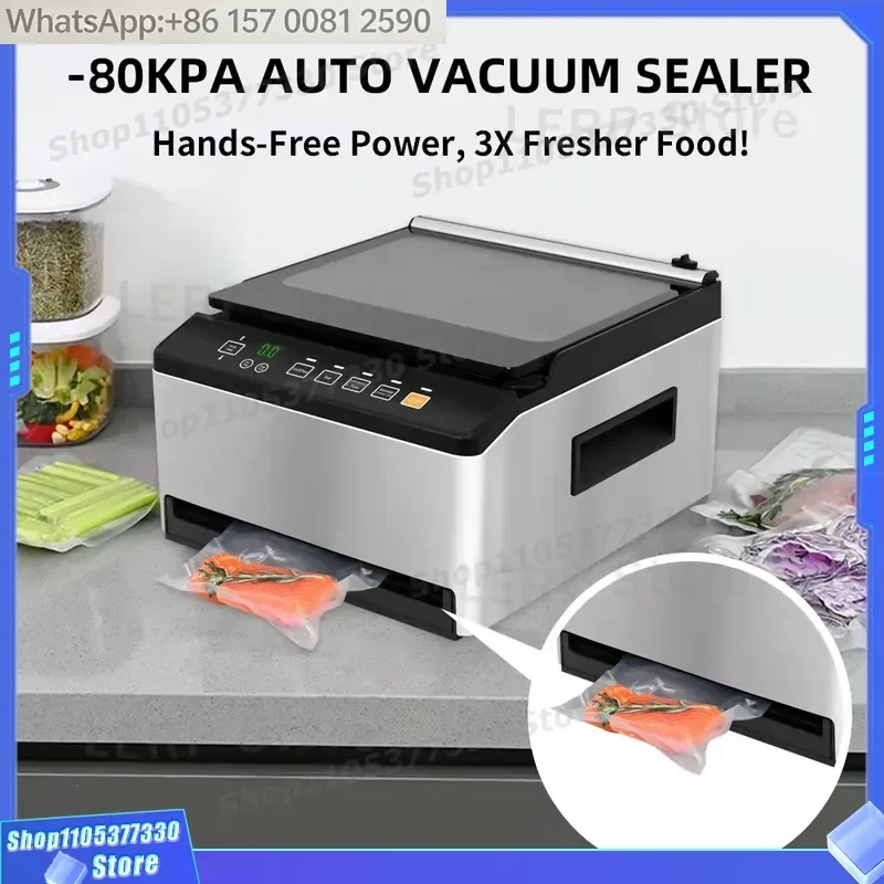 2 in 1 Commercial Vacuum Sealer Machine 98kPa Chamber Vacuum Sealer Double Sealing for Dry/Moist/Liquid Food Preservation