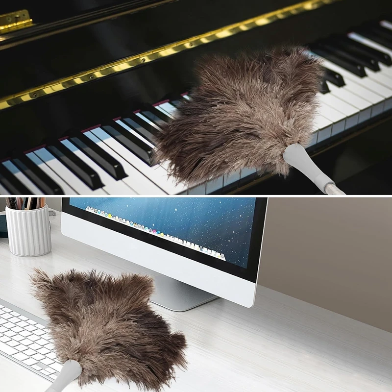 ABGR-Piuma di struzzo, Spolverino di piume retrattile per la pulizia della casa Ventilatore per mobili da soffitto, Spolverino di piume, 90 pollici